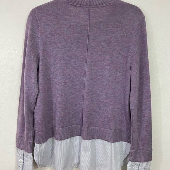 NWOT Foil Sweater Wool Blend Purple Layered Shirt S Oversized Old Money Preppy - Picture 5 of 11
